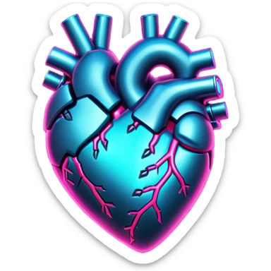 neon cyberpunk style heart sticker