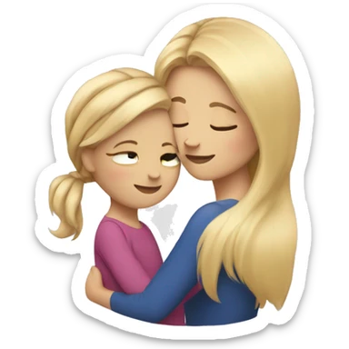 Mother and daughter blond hair hugging sticker