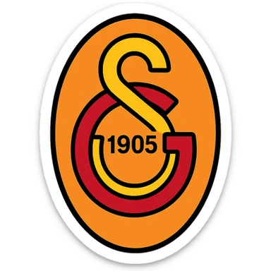Galatasaray sports team emblem logo, bold colors, modern style sticker