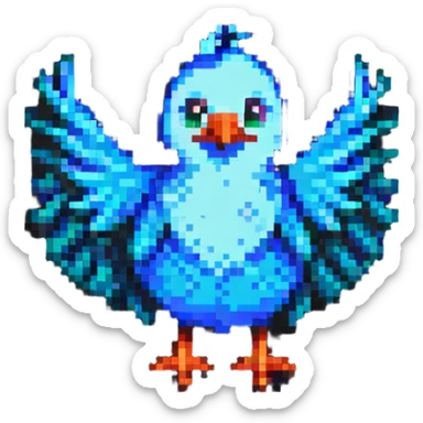 A bird in the style of an icon, pixel art sticker