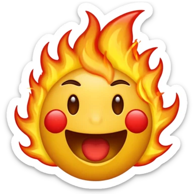 Crée moi un emoji qui crache du feu par la bouche et qui est en colère avec le front tout rouge et les emoji normal jaune là tout rond sticker