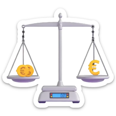 balance scale with euro symbols in both plates sticker