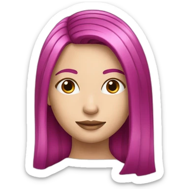 White girl with medium long straight magenta hair  sticker