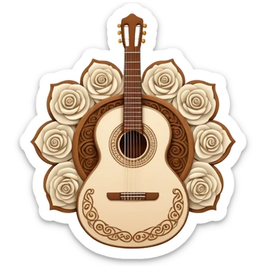 white classical Spanish guitar with intricate rosette designs sticker