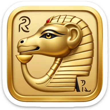 Discord emoji featuring the text "RA Silkroad" in Ancient Egyptian style, hieroglyph-inspired letters, golden shiny colors, cartoonish, small and clear, perfect for emoji use.
 sticker