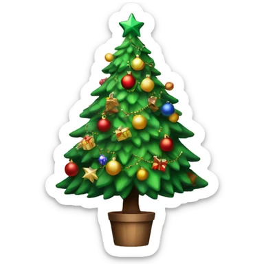 a christmas tree with lots of decor but keep it minimalist  sticker