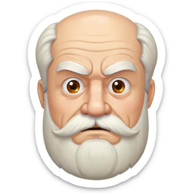 old angry man with beard and mustache sticker