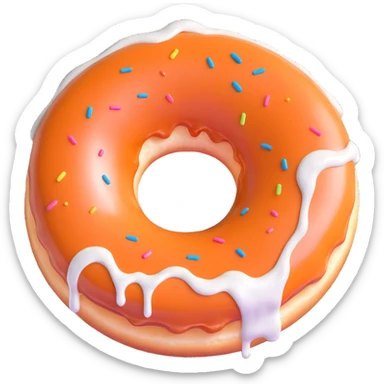Make the donut's face look exhausted (not sad), and have the white creme dripping out of the donut hole. Keep the 3D emoji style, preserve transparency. sticker