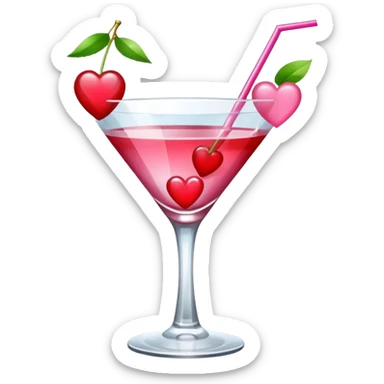 galentines red and pink cocktail with heart sticker