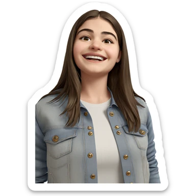 smiling girl in denim jacket sticker