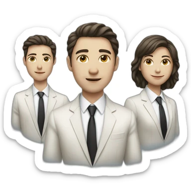 3 people stand in suit white skin sticker