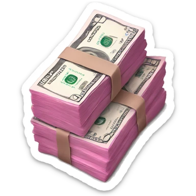 Stack of pink dollar bills sticker