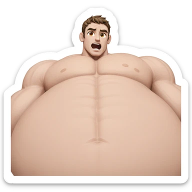 muscular male looking up sticker