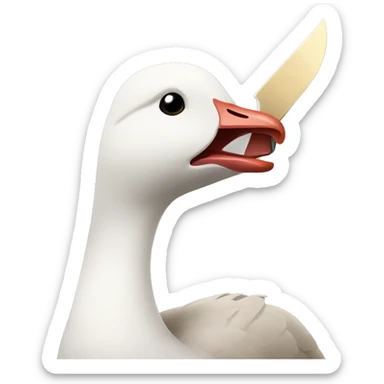 Goose holding a knife in its mouth sticker