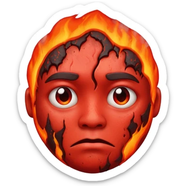 make this image with a sad face thats red with lava and steam coming from the head sticker
