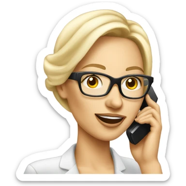 Elegant Blonde woman wearing glasses calling on cell phone sticker