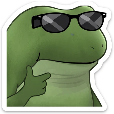 bufo frog in trendy sunglasses, enjoying a fancy cocktail sticker