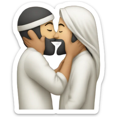 a Jew and a Muslim kissing sticker