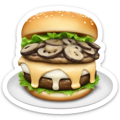 Burger with Swiss cheese, mushrooms, carmelized onions, and truffle aioli  sticker