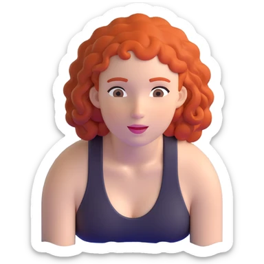 22-year-old white female athlete swimmer with curly red hair about to enter a pool sticker