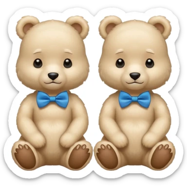sweet same little white bears with blue bow tie sitting sticker