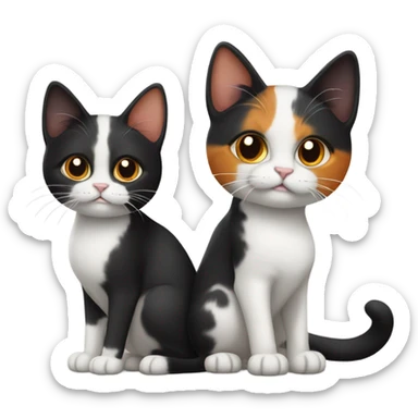 2 cats but one is all black and one is calico colored sticker
