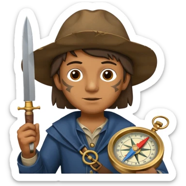 Columbus with compas and knife sticker