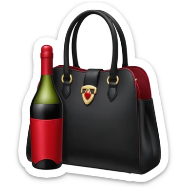 stylish handbag and separate items – wine, lipstick, lingerie. sticker