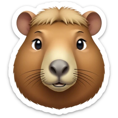 Cinematic Noble Capybara Portrait Emoji, Poised and serene, with a robust, rounded build covered in soft, earthy fur and gentle, wise eyes, Simplified yet sharp and sophisticated features, highly detailed, glowing with a warm, natural glow, high shine, intelligent and calm, stylized with an air of understated authority, focused and attentive, soft glowing outline, capturing the essence of a watchful and confident guardian that feels as though it could step out of the screen with effortless authority! sticker