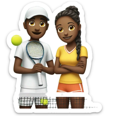 teenager playing tennis with friend sticker