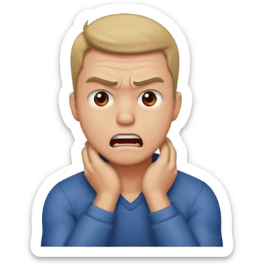 man clutching his neck in anger sticker