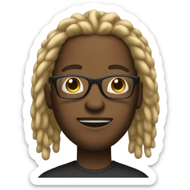 Black male with dread locks with blonde at the end of his dreads and he has glasses  sticker
