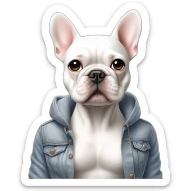 Fashion white FRENCH BULLDOg with skinny girl sticker