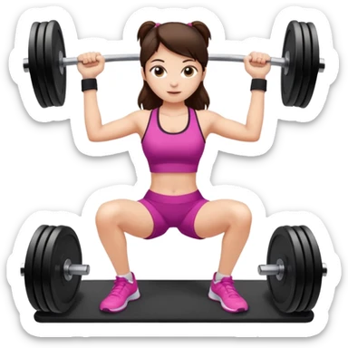 Brunette fair skin girl gym working out weights sticker