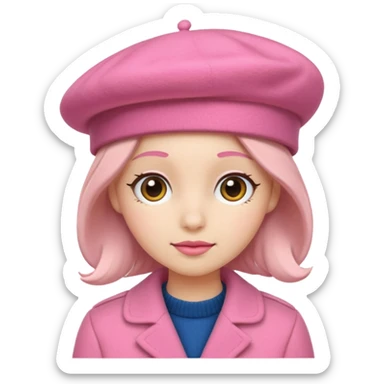 a pink beret hat sticker