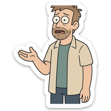 a man, modern cartoon style sticker