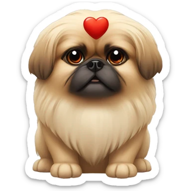 Pekingese dog with a little red heart sticker