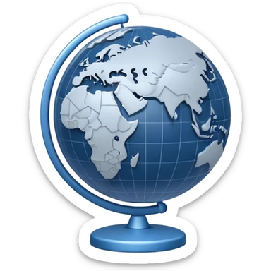 Minimal 3D emoji style globe combined with stock market chart, global financial market icon, clean professional look, neutral blue and gray tones, simple shading, transparent background, modern design, no flags, no text sticker