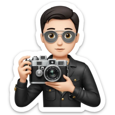 Photographer with vintage film camera,single camera sticker
