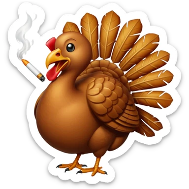 a headless turkey smoking a cigarette sticker