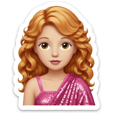 Venus, Goddess of  from Roman Deities with long strawberry blonde wavy hair, pink sequin toga sticker