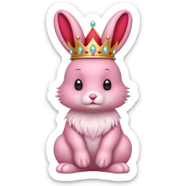 pink bunny with red crown sticker