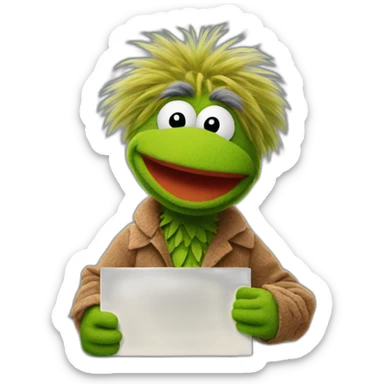 fraggle holding green tick sign sticker