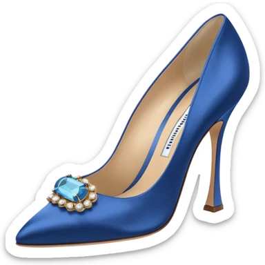 manolo blahink one pair 90's satin pump with jewellry at front blue sticker