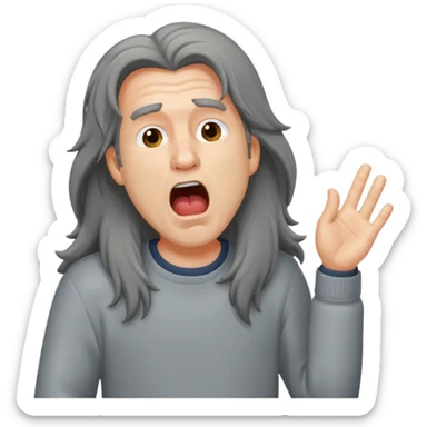 yawning long haired man in sweater sticker