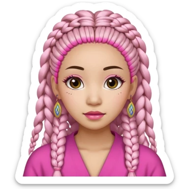 Une chinoise en Corée-du-Sud avec des faux ongles roses et des faux cils et des tresses africaines sticker