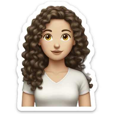 white girl with long dark brown curly hair  sticker