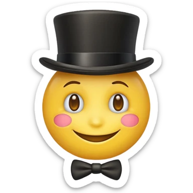 A yellow emoji with a top hat on😀 sticker
