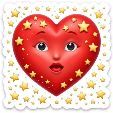 Red kissing heart surrounded by stars sticker