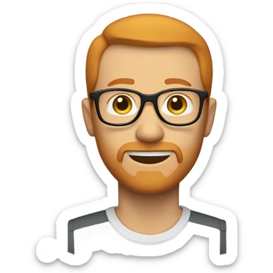 white man, balding ginger hair, ginger sideburns, glasses sticker